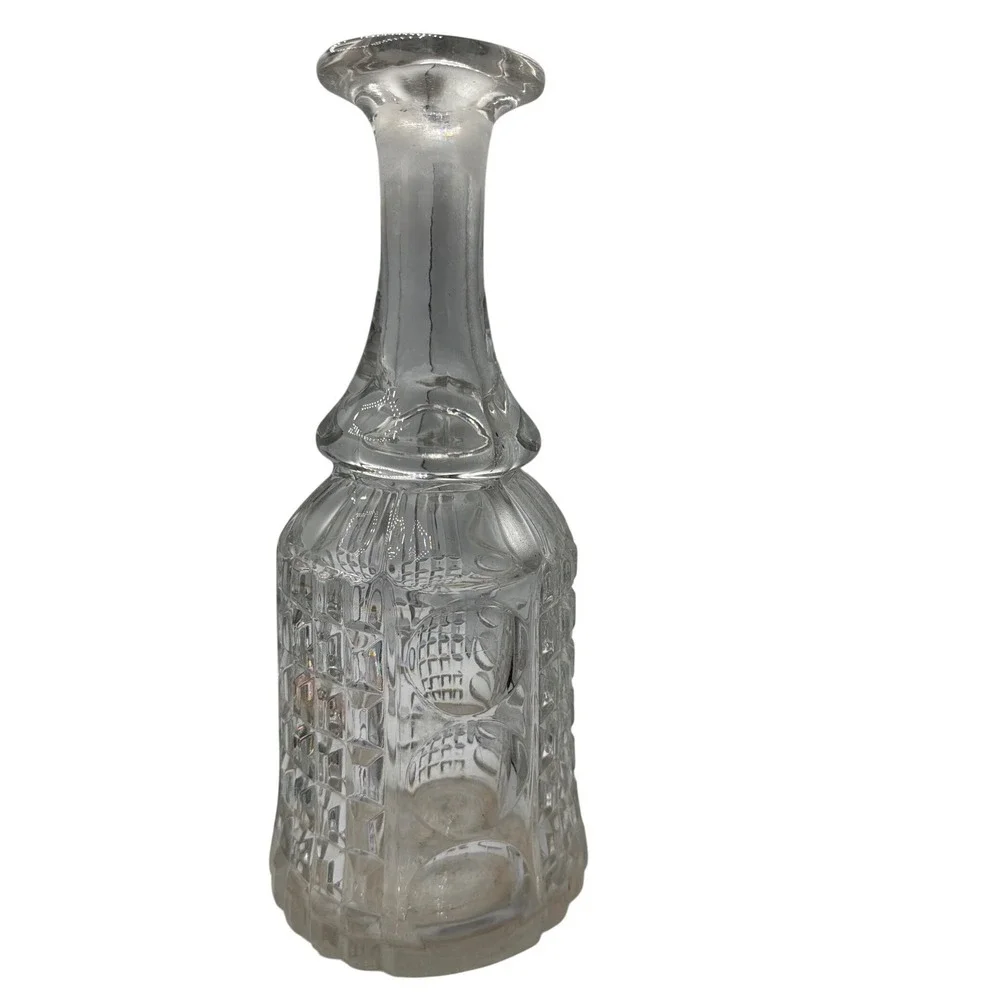 Antique EAPG Boston Sandwich‎ Glass Waffle & Thumbprint Bar Bottle